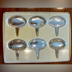 POTTERY BARN SILVER CHEESE MARKERS food toppers for charcuterie entertaining